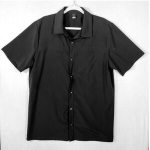 StretchTech Go-Dry Cool Shirt Mens L Tall Black Snap Front Performance